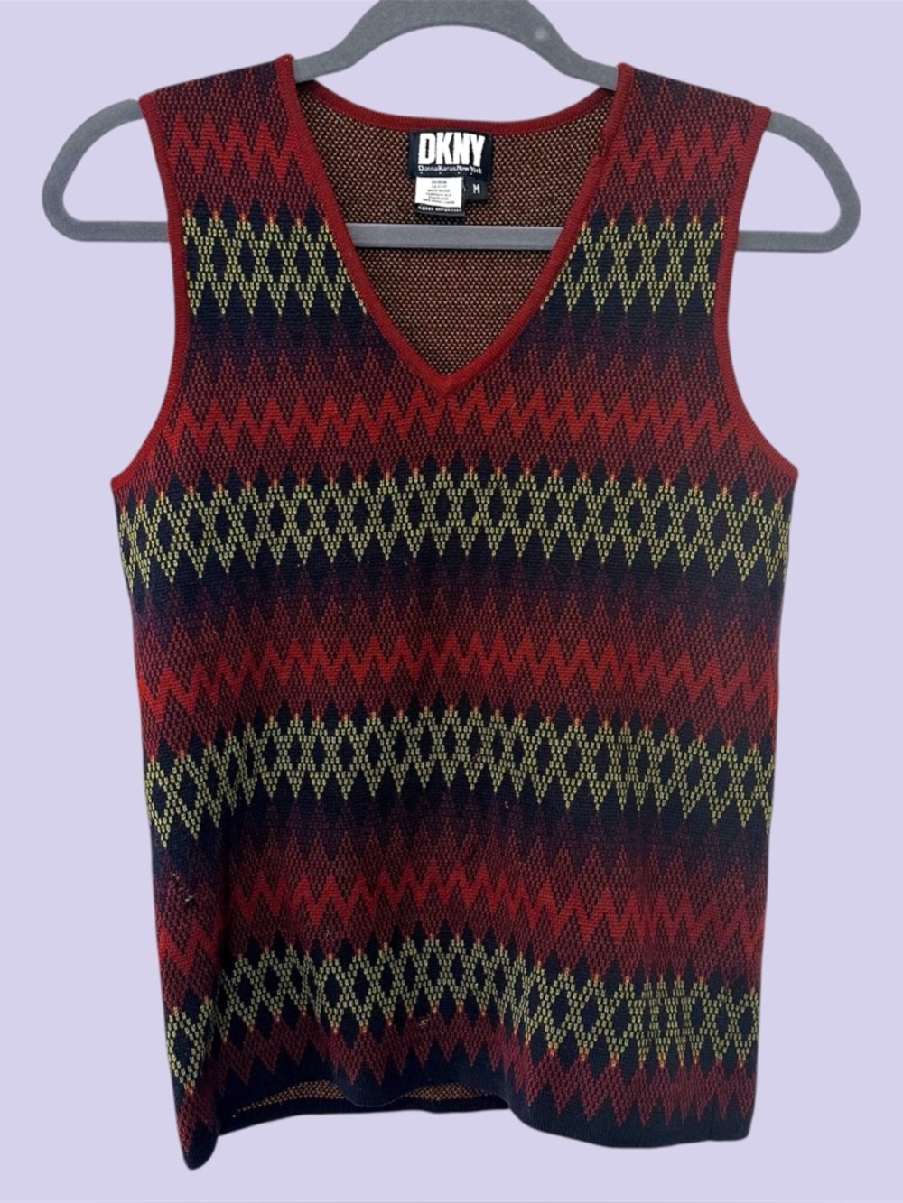 Vintage dkny wool chevron sweater vest
